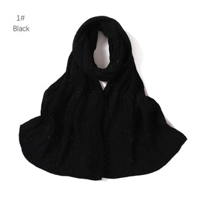 YZ220  Pure color sprinkling silver glitter crease compound chiffon long scarf monochrome pleated headscarf