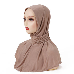 MSL022  Plain Modal Jersey Adjustable Undercap Hijab with Tie & Button Closure