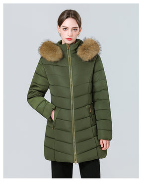 YAXF-8809  Women's Mid-Length Slim Winter Cotton-Padded Puffer Jacket