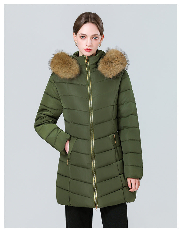 YAXF-8809  Women's Mid-Length Slim Winter Cotton-Padded Puffer Jacket