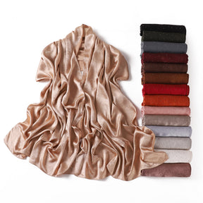 YZ325  Plain Hotfix Rhinestone Crinkled Satin Hijab
