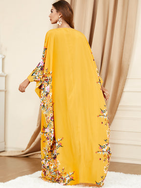 3422  Batwing sleeve printed dress