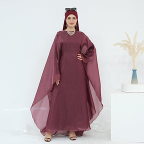 LR943+LR944  Plain elegant dress + inner + hijab set