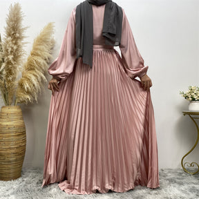 6377 plain pleated muslim abaya dress