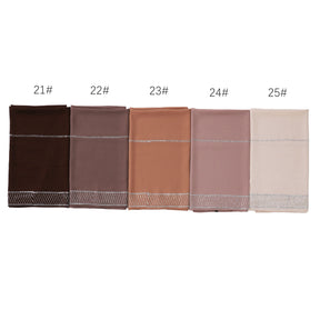 YZ324  Plain Pearl Chiffon Hijab with Rhinestones