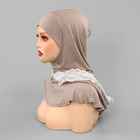 SW162  Stylish Lace Double-Layer Polyester Hijab