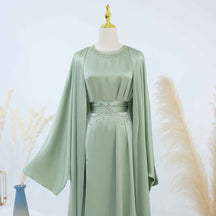 LR806  Elegant Abaya Two-Piece Set + Crystal Chain