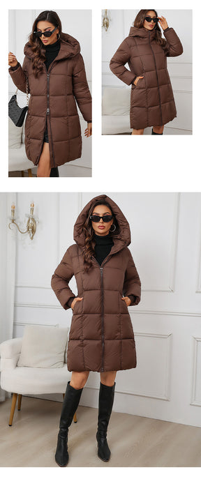 W1836  Women's Hooded Mid-Length Slim Winter Cotton-Padded Coat