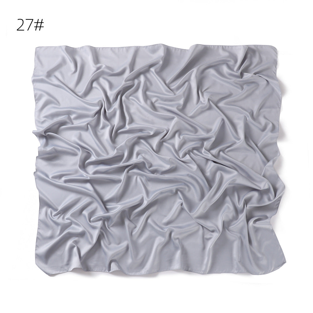 YZ104  110cm cross-border new large size breathable soft matte imitation silk color Ding pure color square scarf scarf