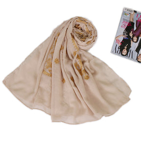 VS089 embroidery Cashew nut flower cotton hijab scarf