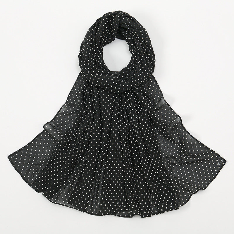 YW232 plain printed dots chiffon hijab