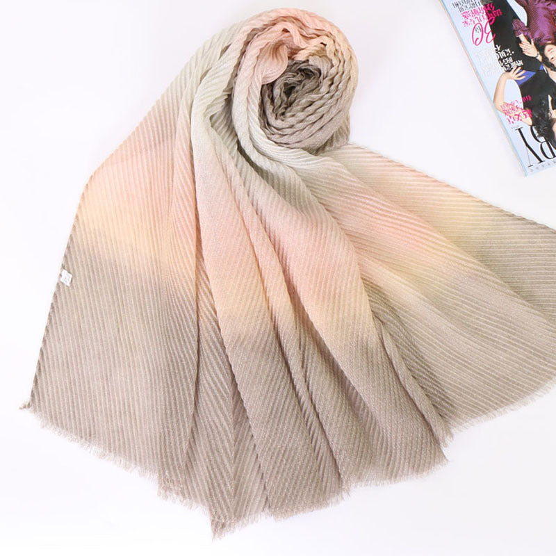 VS080 pleated gradient color hijab