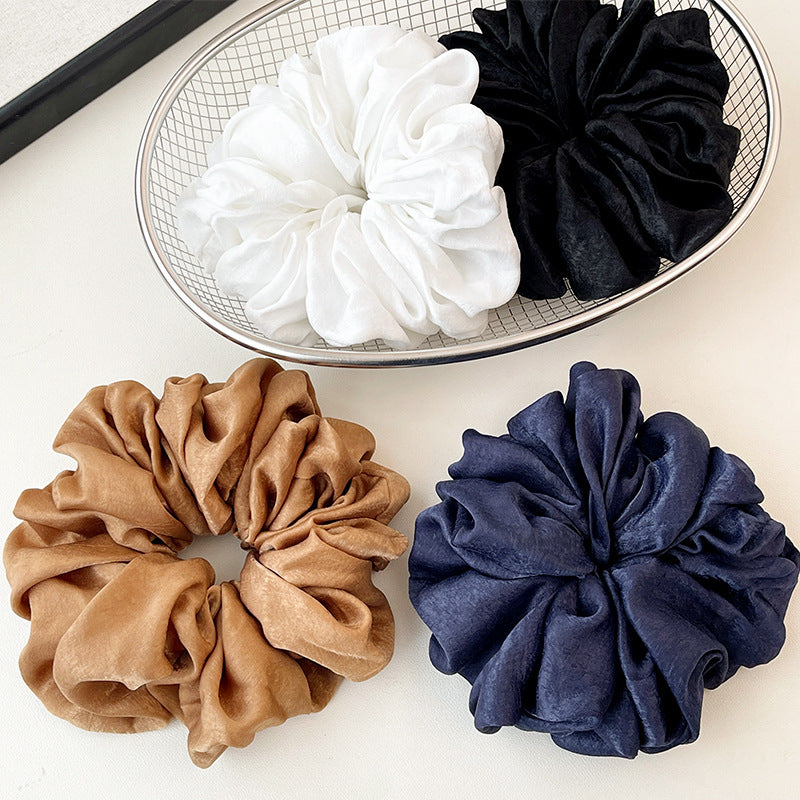 YF001  Oversized Crinkled Satin Scrunchie Hair Tie