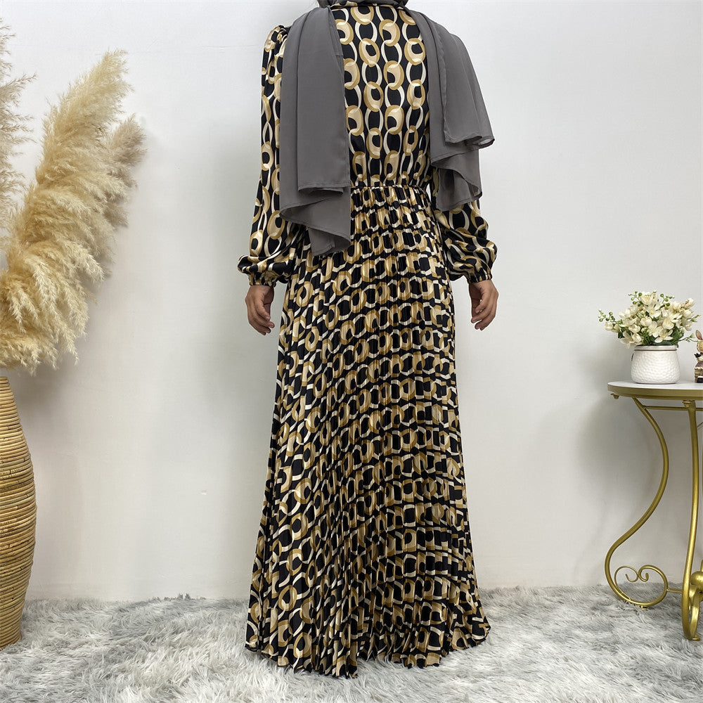 6392 printed muslim abaya dress