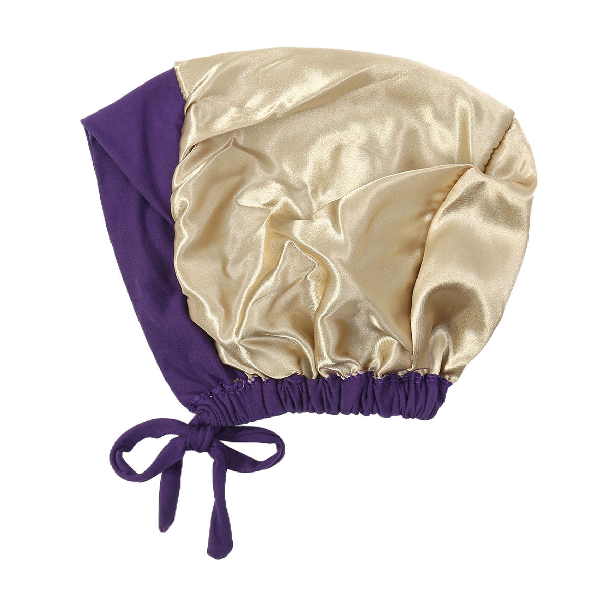JN001  Plain Satin-Lined Polyester Tie Back Hijab Cap