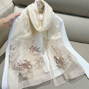 ws-9456153121  High-end Suzhou embroidery manual simulation silk summer scarf embroidered scarf gift with high-end shawl