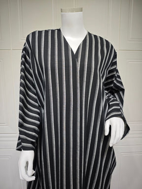 MQ161  Long Zebra Stripe Cotton Open Abaya