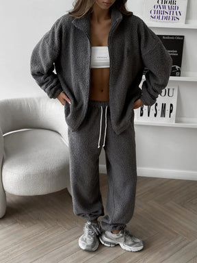 C56362  Autumn Winter New Sporty Casual Cardigan Sweatsuit Set Abaya