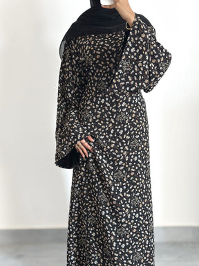 LR1324  Floral Print Plus Size Polyester Long Sleeve Dress - No Hijab