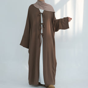 LR883  Tie-Waist Open-Front Polyester Dress