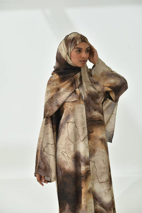 LR1158  Printed cardigan + hijab 2-piece set