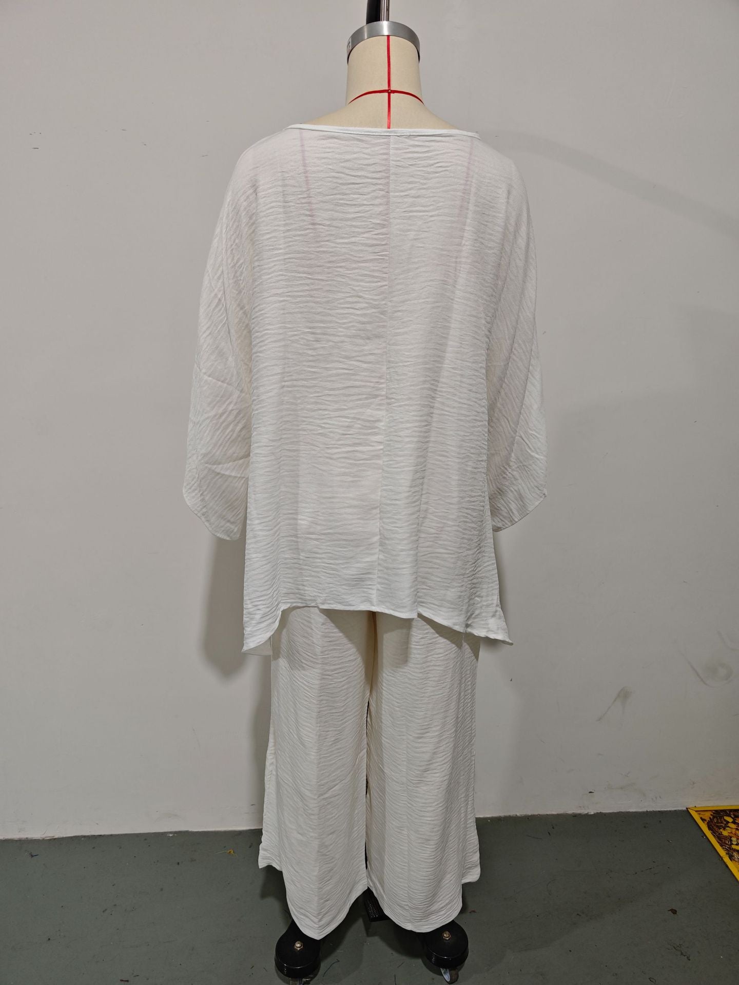 GS-30910  Women Simple Loose Linen Blend Shirt Wide Leg Pants Set