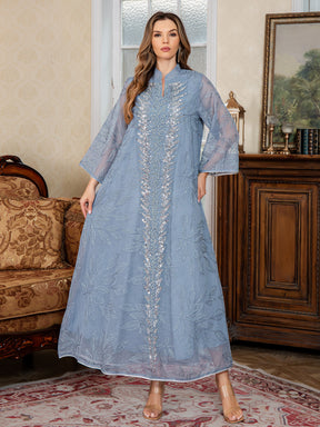 SMT169  Mesh dress with full embroidery
