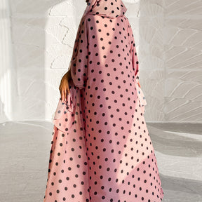 LR1119  Women's Vibrant Polka Dot Cardigan & Hijab 2-Piece Set
