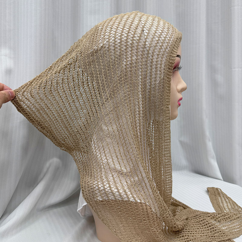 QK685 Exquisite Shiny Thread Diamond Hollow-out Muslim Hijab cap