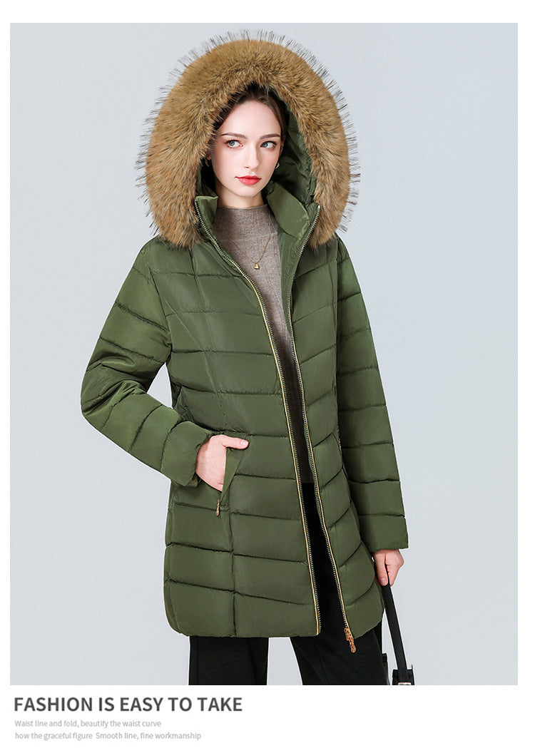YAXF-8809  Women's Mid-Length Slim Winter Cotton-Padded Puffer Jacket