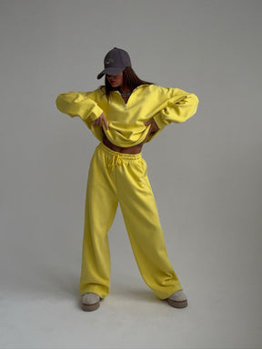 C56300  Women's Oversized Half-Zip Sweatshirt & Drawstring Sweatpants Set
