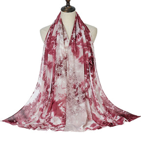 YW158 tie-dye pearl chiffon hijab scarf