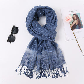 VS237 plain Splicing lace tie-dye fur ball hijab tassel scarf