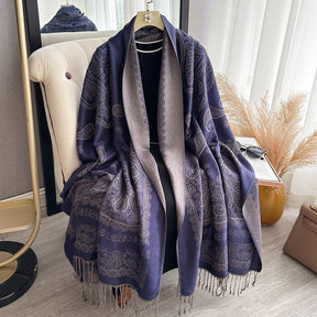 ZM001  Cashew Print Faux Cashmere Double-Sided Autumn Winter Scarf