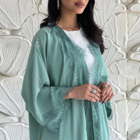 MQ214  Lace Patchwork Fashion Abaya Trendy Dress