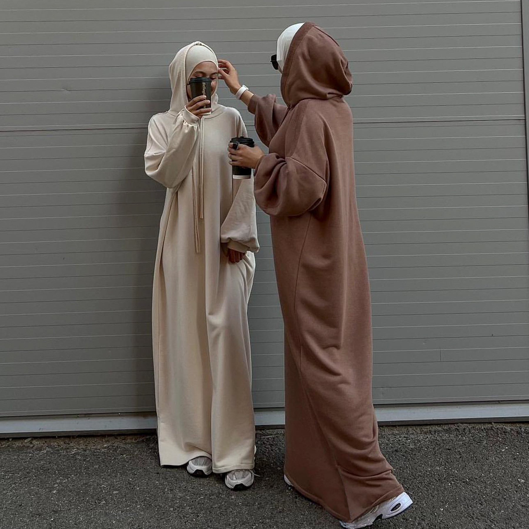 LR921  Plain Hooded Sweatshirt Dress