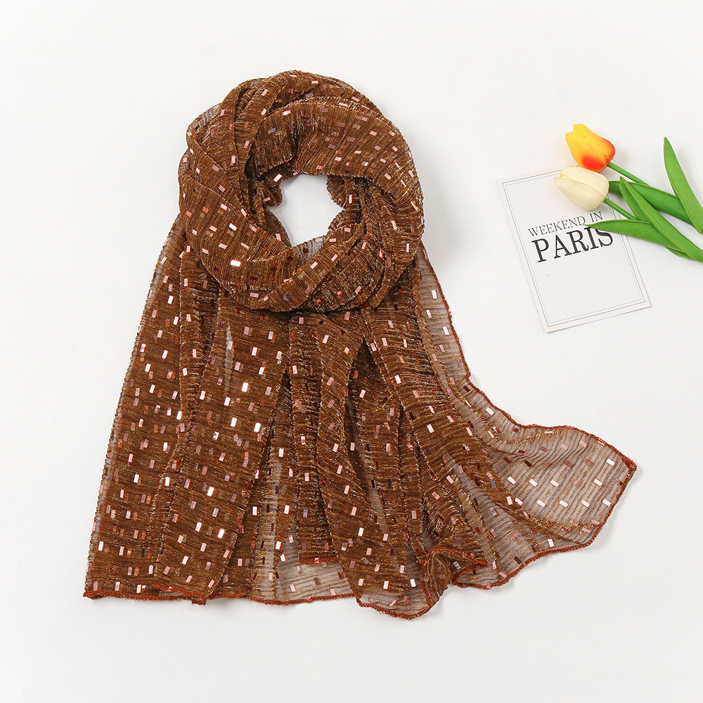 VS282 plain Slide filament sequin hijab scarf