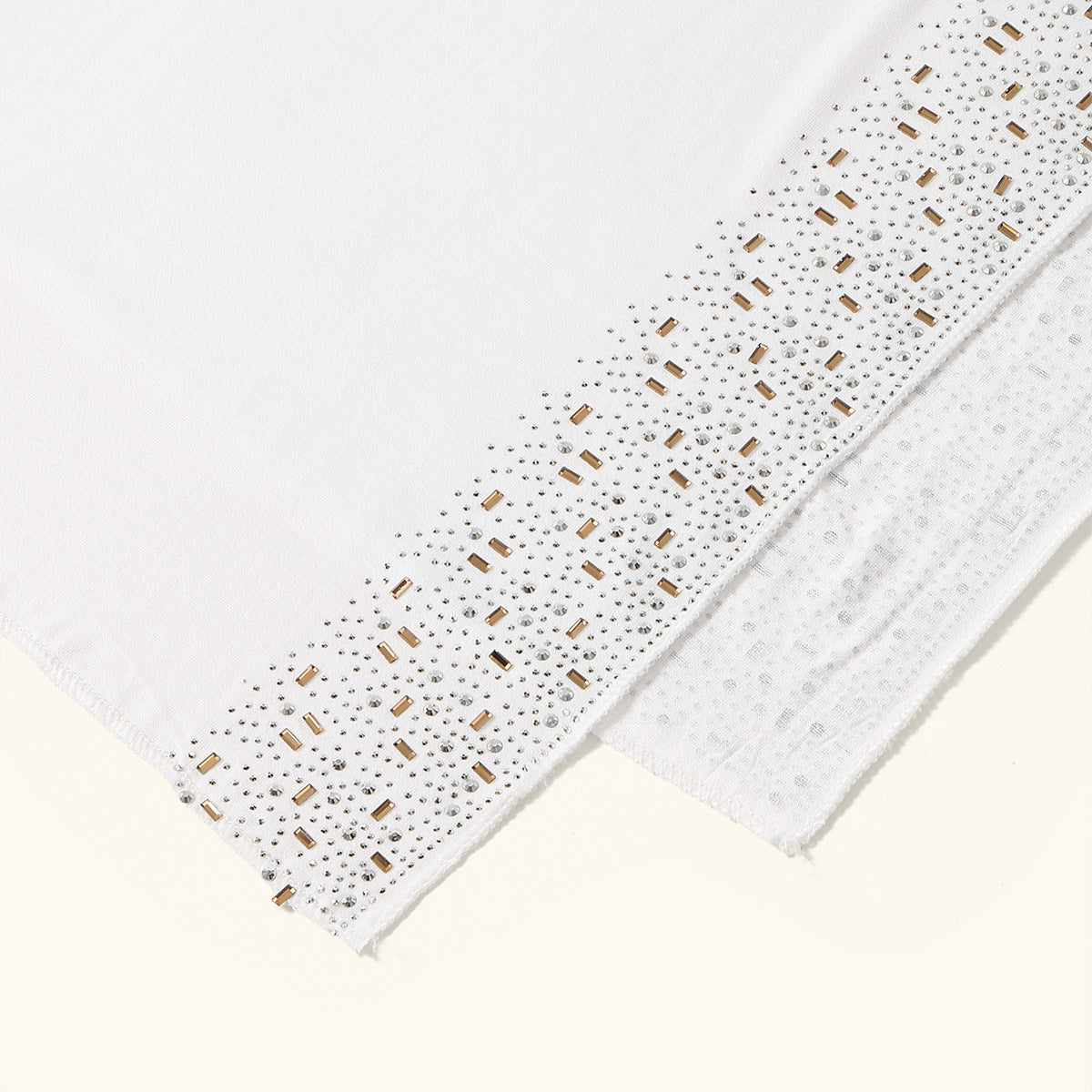 YW425  Mercerized Cotton Special-Shaped Hotfix Rhinestone Hijab