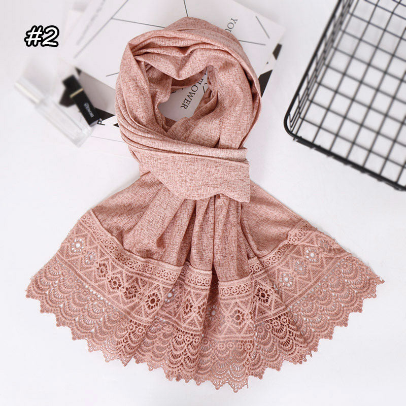 VS116 plain thicken pearl ctoon lace hijab