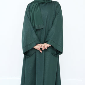 LRDB010+LRDB011  Fashion Print Elegant Cardigan Dress with Hijab Two-Piece Set