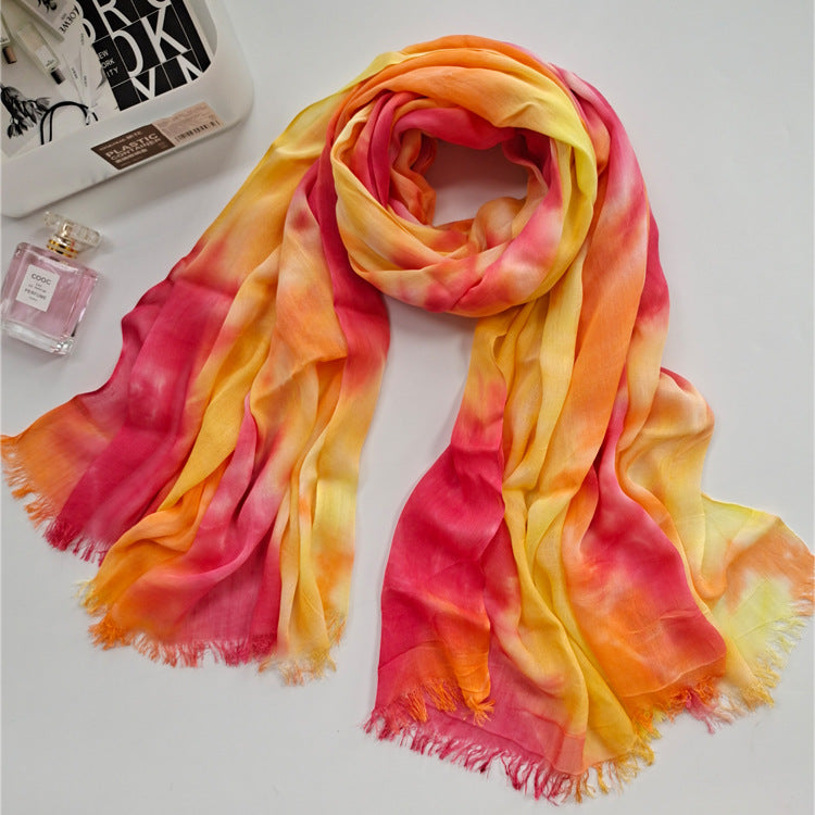 JY-79  Modal hand tie-dye shawl small fresh beach scarf sunscreen shawl silk scarf