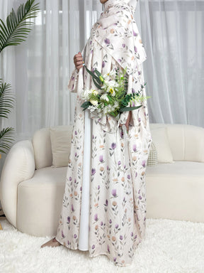 SMYH  Art Print Batwing Sleeve Cardigan Loose Abaya
