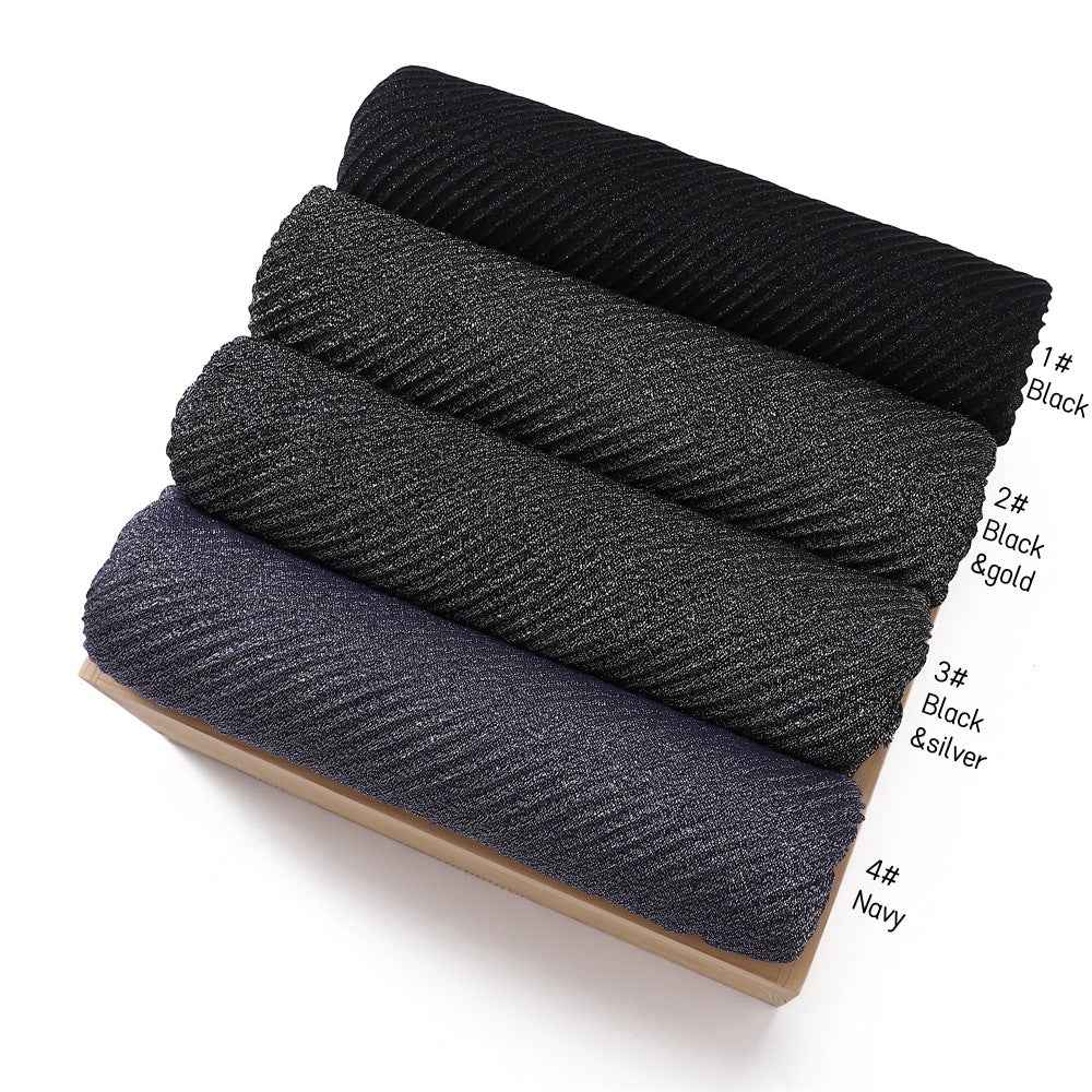 YZ112 Gold and Silver Thread Solid Color Crinkled Hijab