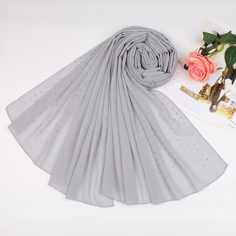 YW113 rhinestones plain bubble chiffon hijab