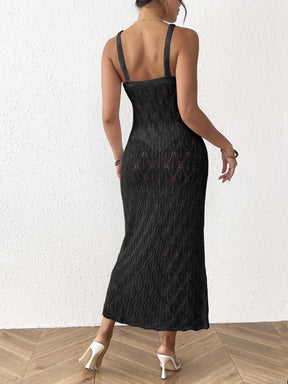 Z1047 Backless Hollow Leaf Jacquard Sling Dress