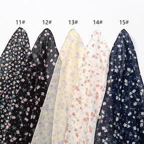 YW347  115*115CM Large Size Floral Pearl Chiffon Printed Square Scarf