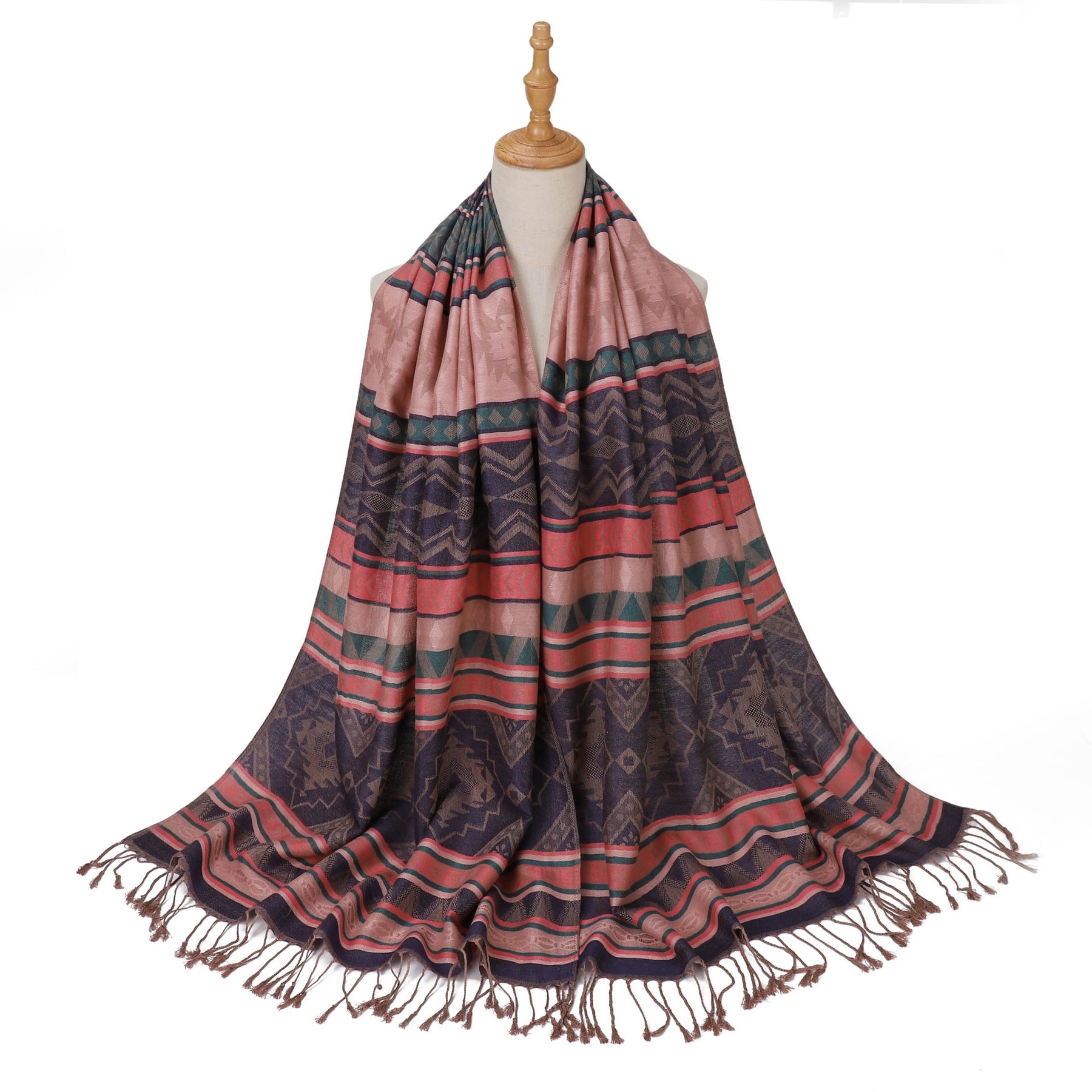 TH04-2327  Thin Viscose Diamond Jacquard Tassel Hijab