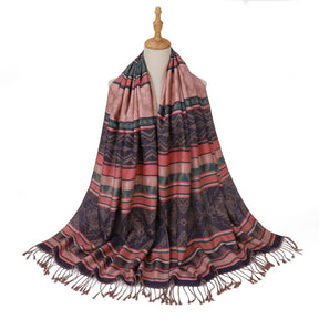 TH04-2327  Thin Viscose Diamond Jacquard Tassel Hijab