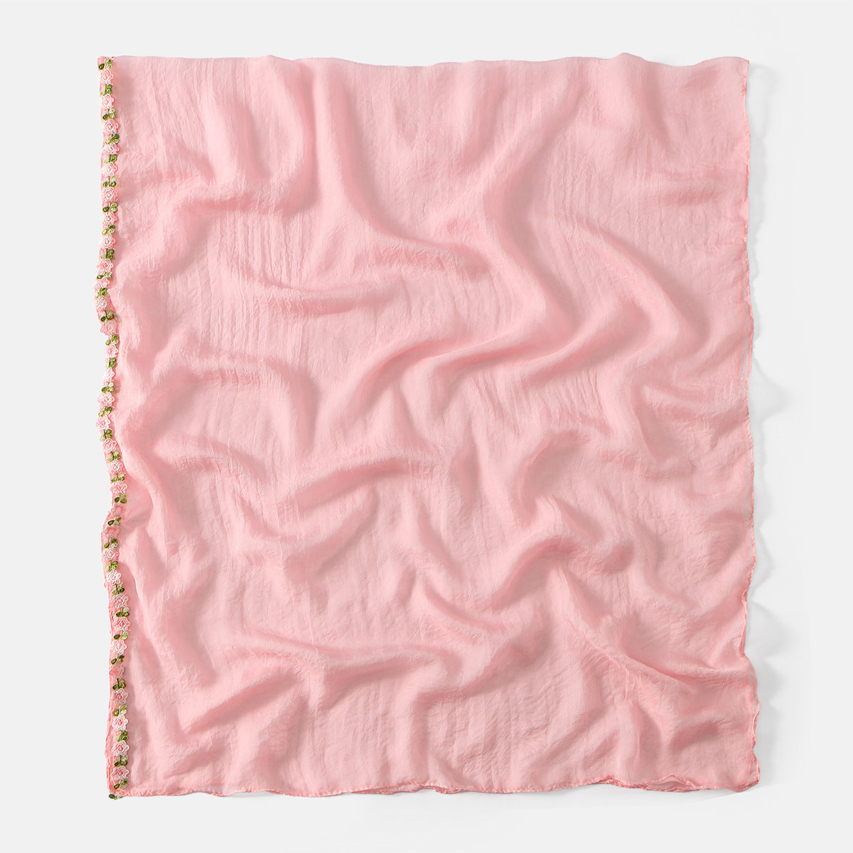 SW141  Plain Chiffon Rose Embroidered Hijab