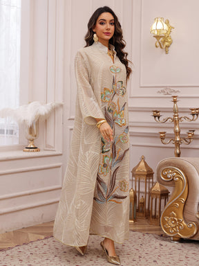 AB485  Mesh Embroidered Maxi Dress Ethnic Women's Clothing